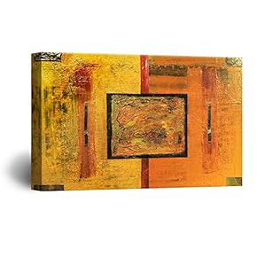 Canvas Wall Art - Abstract Golden Painting Color Composition - Giclee Print Gallery Wrap Modern Home Art Ready to Hang - 12x18 inches