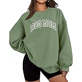 SHUTIAO Dog Mom Embroidered Sweatshirt Women Fleece Crewneck Pullover Tops Funny Graphic Casual Long Sleeve Sweatshirts