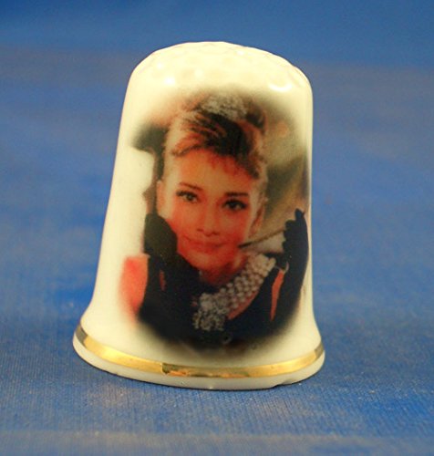 Porcelain China Collectable Thimble - Audrey Hepburn - Free Gift Box
