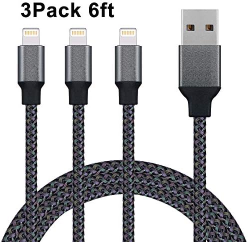 iPhone Charger,3Pack 6Ft Sundix iPhone Charger Cable Nylon Braided Charging Cable Cord Compatible X 8 8plus 7 7plus 6s 6s Plus More-White