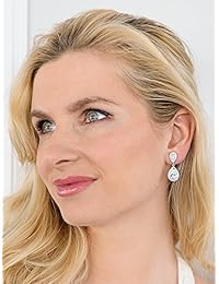 Mariell elegantes aretes de zirconia cúbica en forma de gota de agua para novias, chapeados en platino