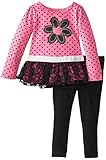 Kids Headquarters Girls' Pink Printed Tunic with Black Leggings
