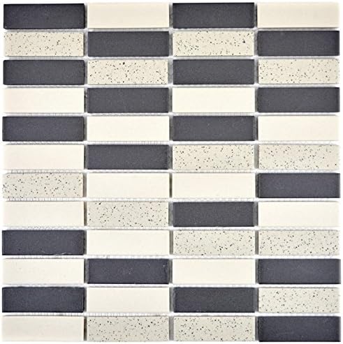 Mosaik Fliese Keramik Beige Schwarz Stabchen Unglasiert Fur Wand Bad Dusche Kuche Fliesenspiegel Thekenverkleidung Badewannenverkleidung Mosaikmatte Mosaikplatte 10 Mosaikmatten Amazon De Baumarkt