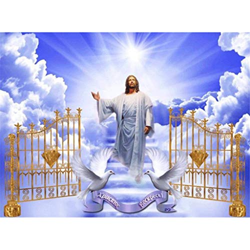 LOVEER 5D DIY Diamond Painting, Embroidery Rhinestone Bible Sotry Resurrection of Jesus Paintings Cross Stitch Kit 12 X 16 Inch (A)