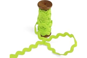 BIAS BESPOKE 3 Yards of Polly 8mm Rigid RIC-Rac Trim on a Wooden Spool, Neon Lime