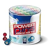 50 x PowerPins - Push-Pin Magnets Perfect For Home & Office [#1 Magnet For Fridges, Calendars, Whiteboards & Maps!] Handy Storage Container Included Free!