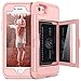 WeLoveCase iPhone SE 2022/2020 Wallet Case for Women Defender Credit Card Holder Cover with Hidden Mirror Three Layer Shockproof Heavy Duty Protective Case for iPhone SE 2022/2020/7/8 - Rose Gold