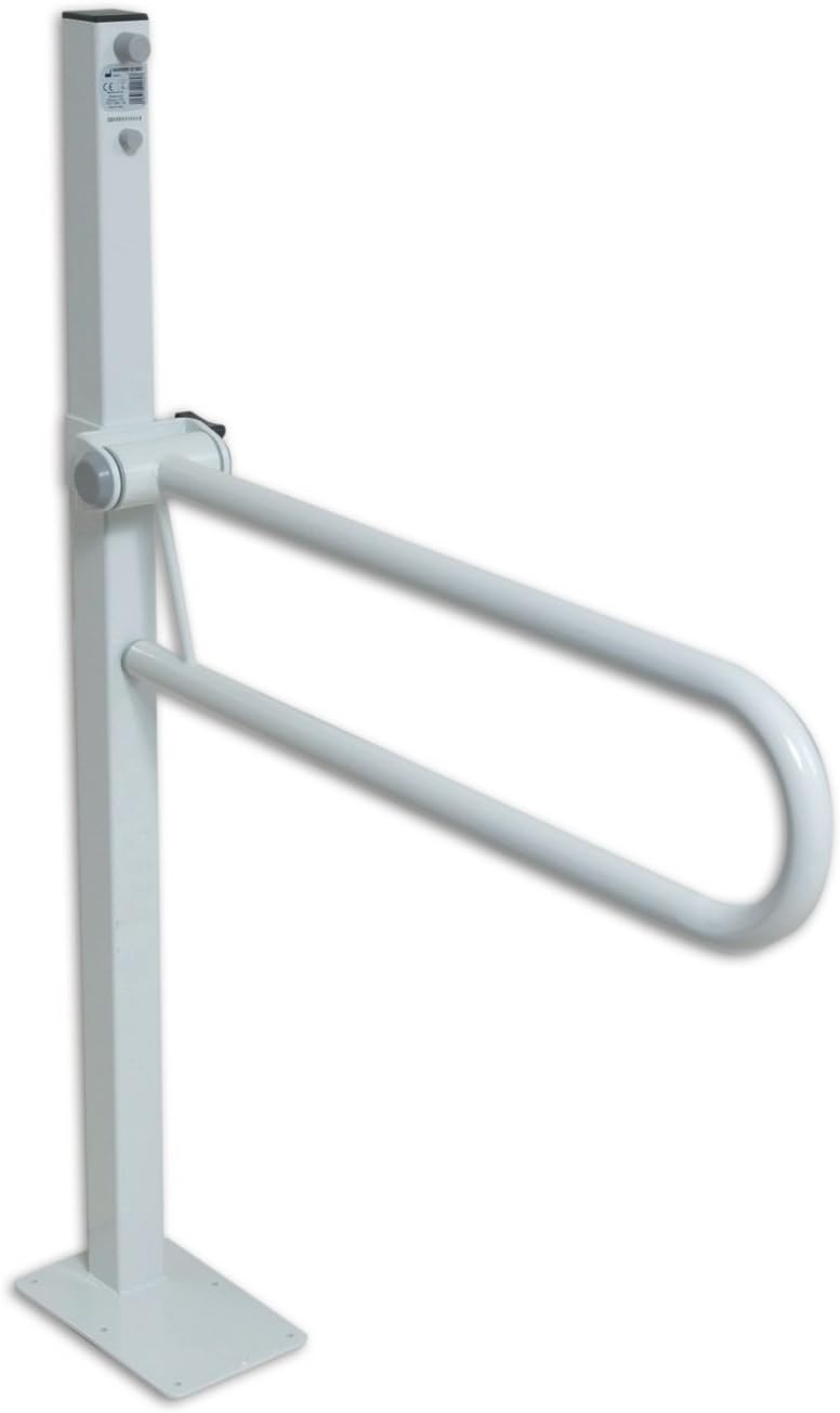 NRS Healthcare Standard Floor Fixed Folding Support Rail - 55 cm, Length, Silver, 550 mm (21½-inch)