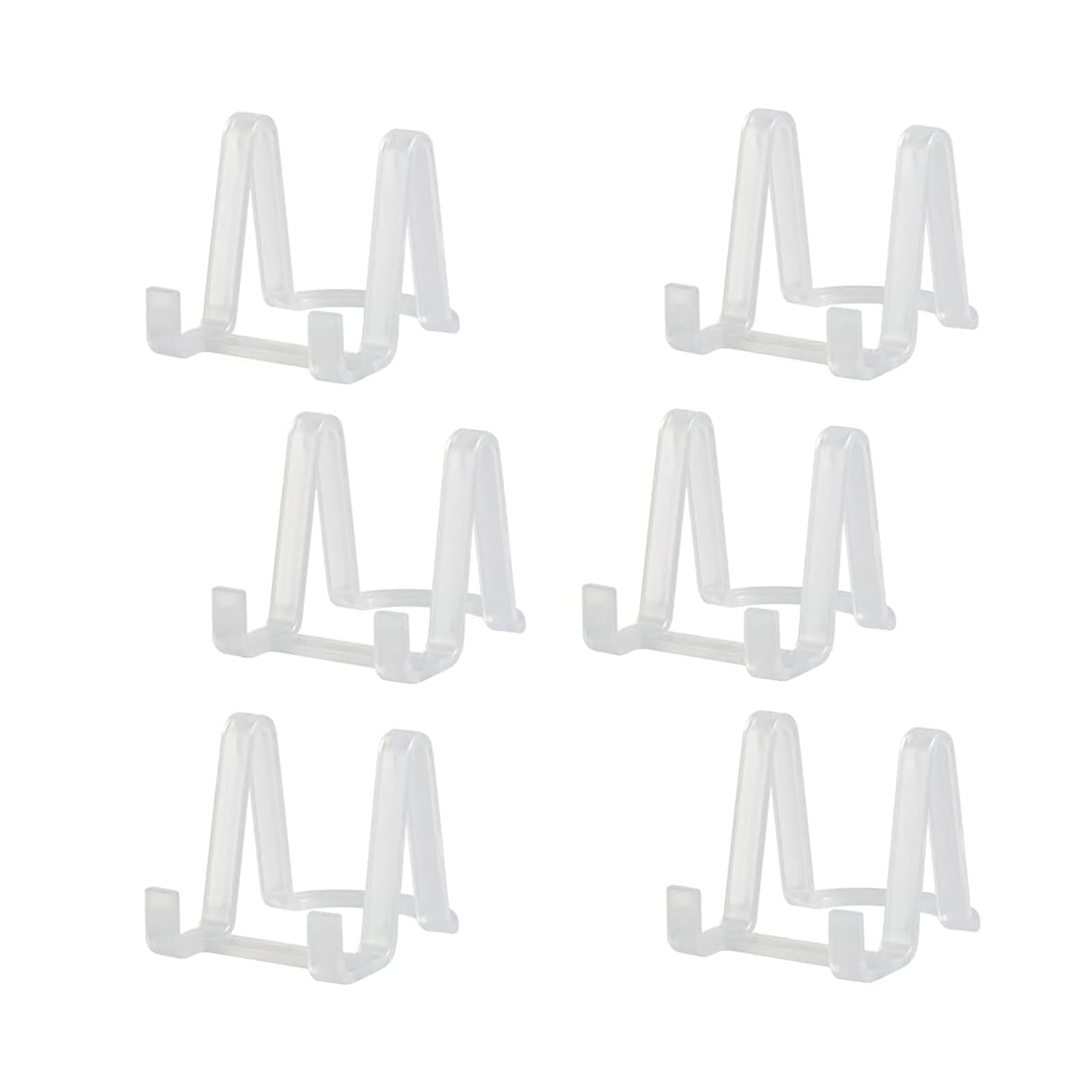 Plate Holder Easel Display Stands - 3-Inch Plastic Stand for Small Decorative Plates, Pictures and Photos - Clear (6-Pack)