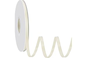 Yamkim Double Faced Polyester Ivory Satin Ribbon 1/4 Inch 50 Yards Fabric Ribbons for Gift Wrapping Invitations Wedding Flowe