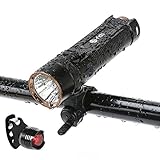 Bike Light Rechargeable USB - Te-Rich Ultra Bright 1200 Lumen Cree LED Handheld Flashlight Bicycle Headlight Mountain, Road Bike Cycling Torch - Taillight and Battery Included