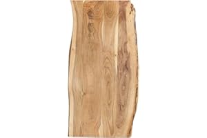 vidaXL Solid Acacia Wood Table Top - Versatile, Polished, and Lacquered Wooden Countertop for Kitchen Tables, Coffee Tables, Desks - Brown, Rectangular, Size 46.5"x(19.7"-23.6")x1", Live-Edge, Den...
