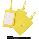 Qyueyue 40pcs Plastic Luggage Shipping Tags for Labeling Security Label Blank Name,Storage,Hanging Tags with One Marker Pen（Yellow）