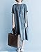 ellazhu Women Short Sleeves Linen Cotton Solid Loose Dress GA1141 Grey