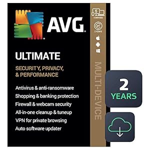 AVG Ultimate 2022 | Antivirus+Cleaner+VPN | 5 Devices, 2 Years [PC/Mac/Mobile Download]