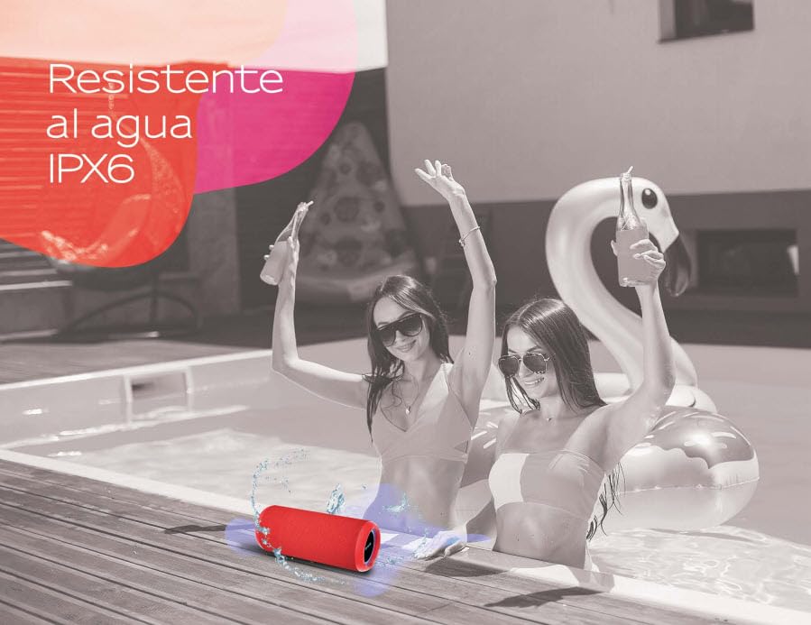 Aiwa Bocina Portatil Bluetooth AW-KF4 20W RMS Portátil con Luces LED, Batería Recargable, Resistente al Agua y Polvo, Conectividad USB/AUX/Bluetooth, Sonido Potente para Viajes y Hogar