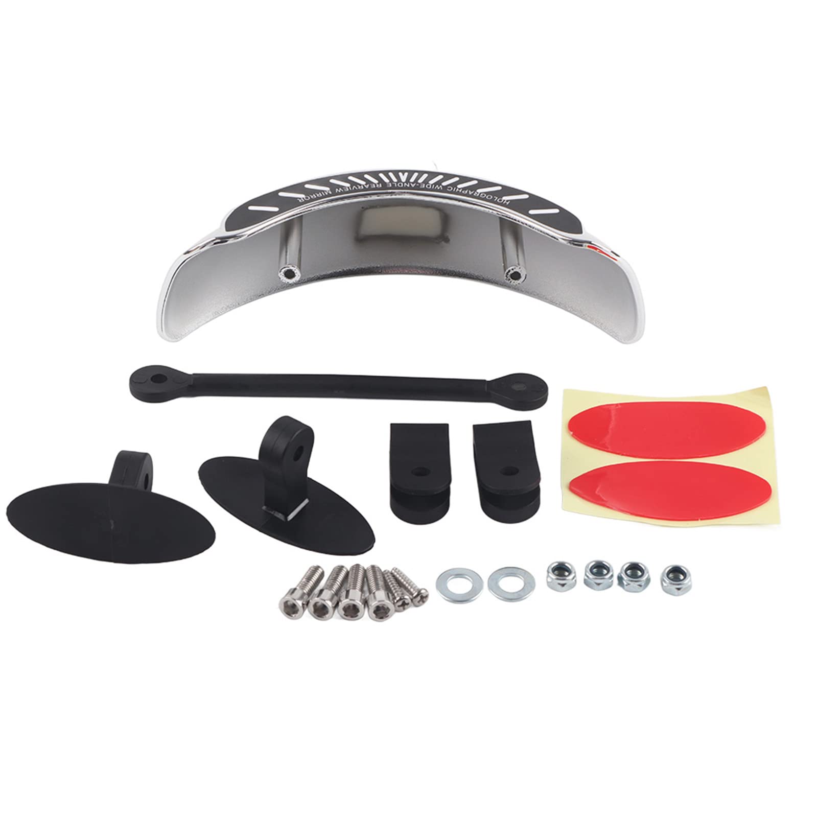 Qiilu Motorcycle Rear View Mirror, Chromed 180 Ultra Wide Angle Central Windscreen Mount Universal