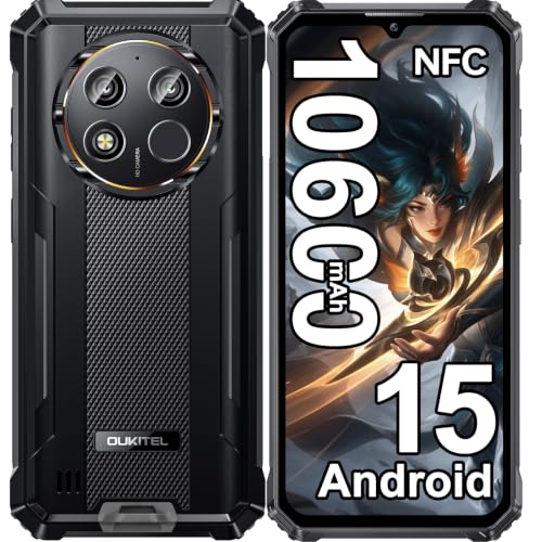 OUKITEL WP28E Movil Resistente 10600mAh 8GB+64GB/1TB TF 6.52" HD, Negro | Móvil Irrompible batería 10600mAh, 16GB(4+12)+64GB/1TB TF，Cámara 13MP Movil Todoterreno, Android 15/NFC/GPS/OTG/Face ID