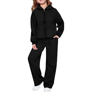 Girls 2 Piece Outfits Jogger Sets Zip Up Hoodie Sweatshirts and Sweatpants