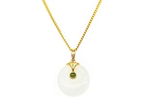 CHOW TAI FOOK 18K Yellow Gold and Hetian Jade Medallion Pendant