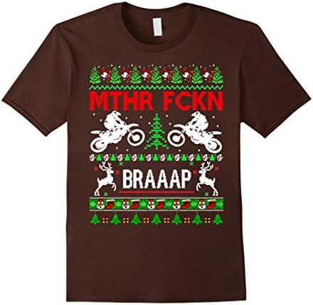 Men's MTHR FCKN BRAAAP Ugly Christmas Sweater Dirt bike Large Brown