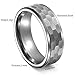 King Will HAMMER 8mm Silver Tungsten Ring Hammer Comfort Fit Faceted Men Wedding Band Polished Step Edge