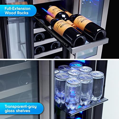 Zephyr Presrv 24'' Wine Fridge & Beverage Refrigerator Dual Zone Under