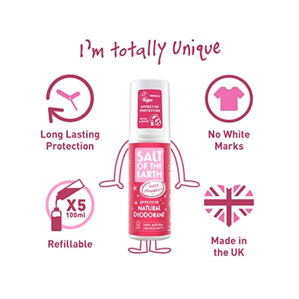 Salt Of the Earth Natural Deodorant Spray, Vegan, Long Lasting Protection, Leaping Bunny Approved, Made in the UK, Sweet…