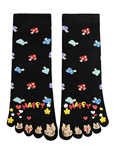 uxcellWomen Ankle Length Mushrooms Pattern Stretchy Toe Socks