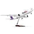 QIYUMOKE 1/150 B777-300ER FedEx 18.5 inchs Large Model Diecast Airplane Model Kits with Stand Airlines Model Display Collectible for Aviation Enthusiast Gift