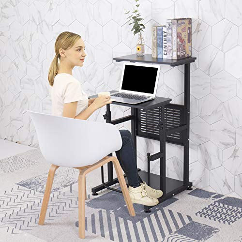 SDADI Adjustable Height Standing Desk Student Desk with Swinging Footrest Optional for Standing 