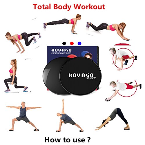 Royago Exercise Fitness Sliders Dual Sided Sliding Discs for Gliding Discs Exercise to Enhance Coordination of Whole Body,Abdominal Exercise Equipment,Perfect for Carpet or Hardwood Floors (Black)