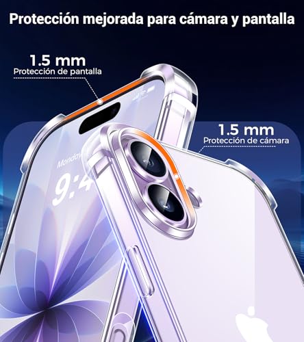 FLLAO 5 in 1 Case for iPhone 17 with 2 Screen Protector and 2 Camera Lens Protector, [Built-in Air Pad] Anti-Shock, Anti-Scratch Phone Case 6.3 Inches, Transparent