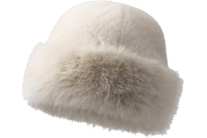 Caissip Winter Faux Fur Bucket Hat WomenFuzzy Fur Warm Hat Women's Furry Fisherman Cap Casual Trendy Trips Sports Skiing Cap