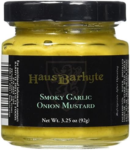 Haus Barhyte Smoky Garlic Onion Mustard, 3.25 Ounce Glass Jars (Pack of 12)