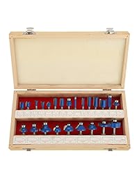 Home-Man - Juego de brocas de carburo de 24 piezas con vástago de 1.0 in y caja de almacenamiento de madera, herramientas de trabajo para mejorar el hogar y bricolaje