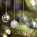 Christmas Ball Ornaments - 32 Silver Ornaments - Shatterproof Holiday Decorating - Hanging Balls - Four Finishes - Shiny, Glittery, Sequins and Matte. Each Measures 2 3/8