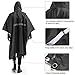 ANDAKE Raincoat Portable Reusable Rain Poncho,Waterproof Sunshade Tarp, Ground Mat Poncho Outdoor Women Men Black, Medium