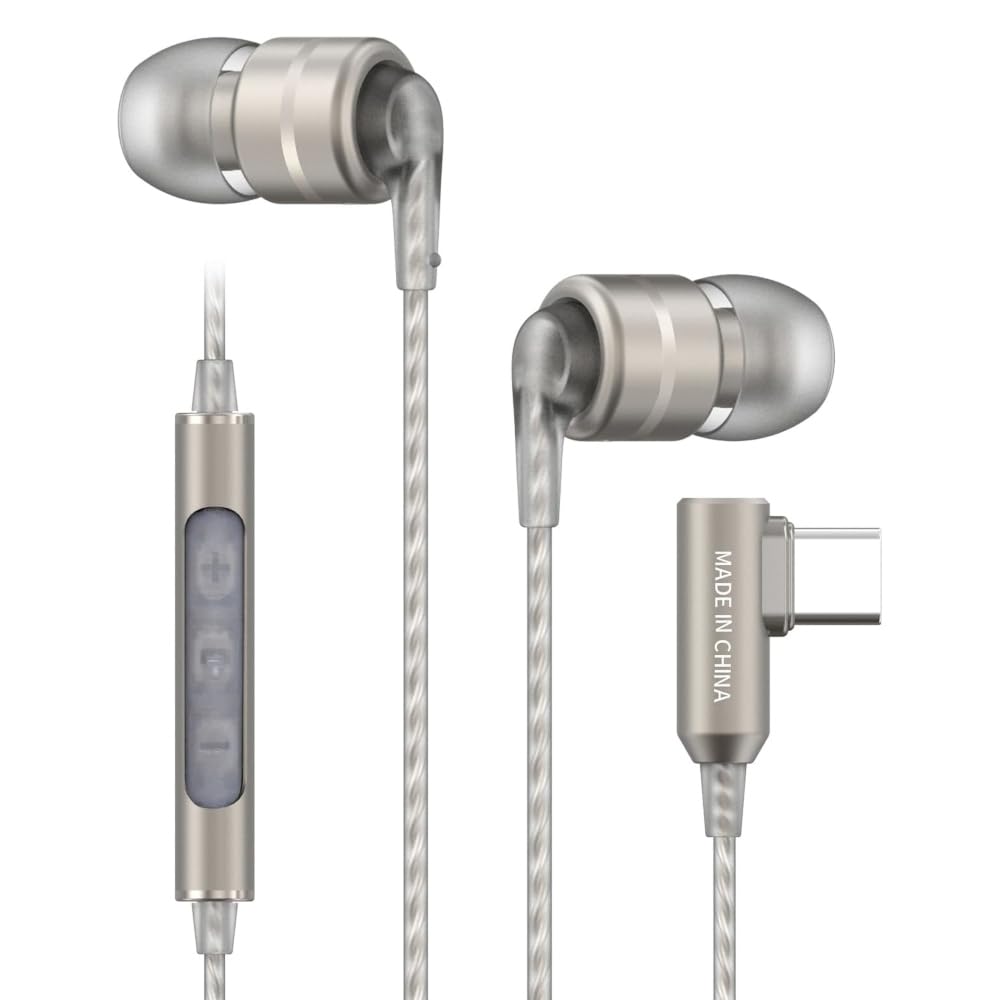 Soundmagic E80D - In Ear Isolating USB-C High Definition Earphones with Integrated DAC and Microphone for Apple and Android Devices - Silver