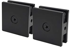 Bathlink Matte Black Glass Clamp for Bathroom, 2PCS Shower Glass Clamp for 1/4" to 1/2"(6-12mm) Tempered Glass, U-Clamp for S