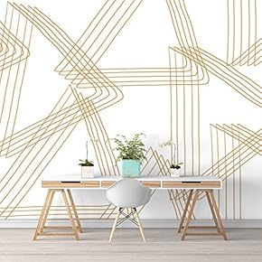 Wall Murals for Bedroom Abstract Geometric Lines Removable Wallpaper Peel and Stick Wall Stickers - 66x96 inches