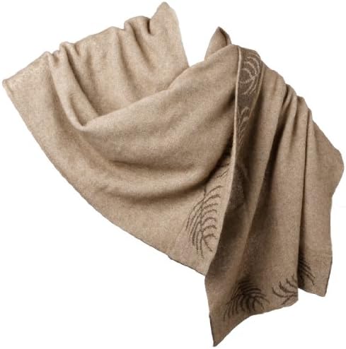 New Zealand Wool/Brushtail Possum blend Fern Design Pashmina Mocha/Bark