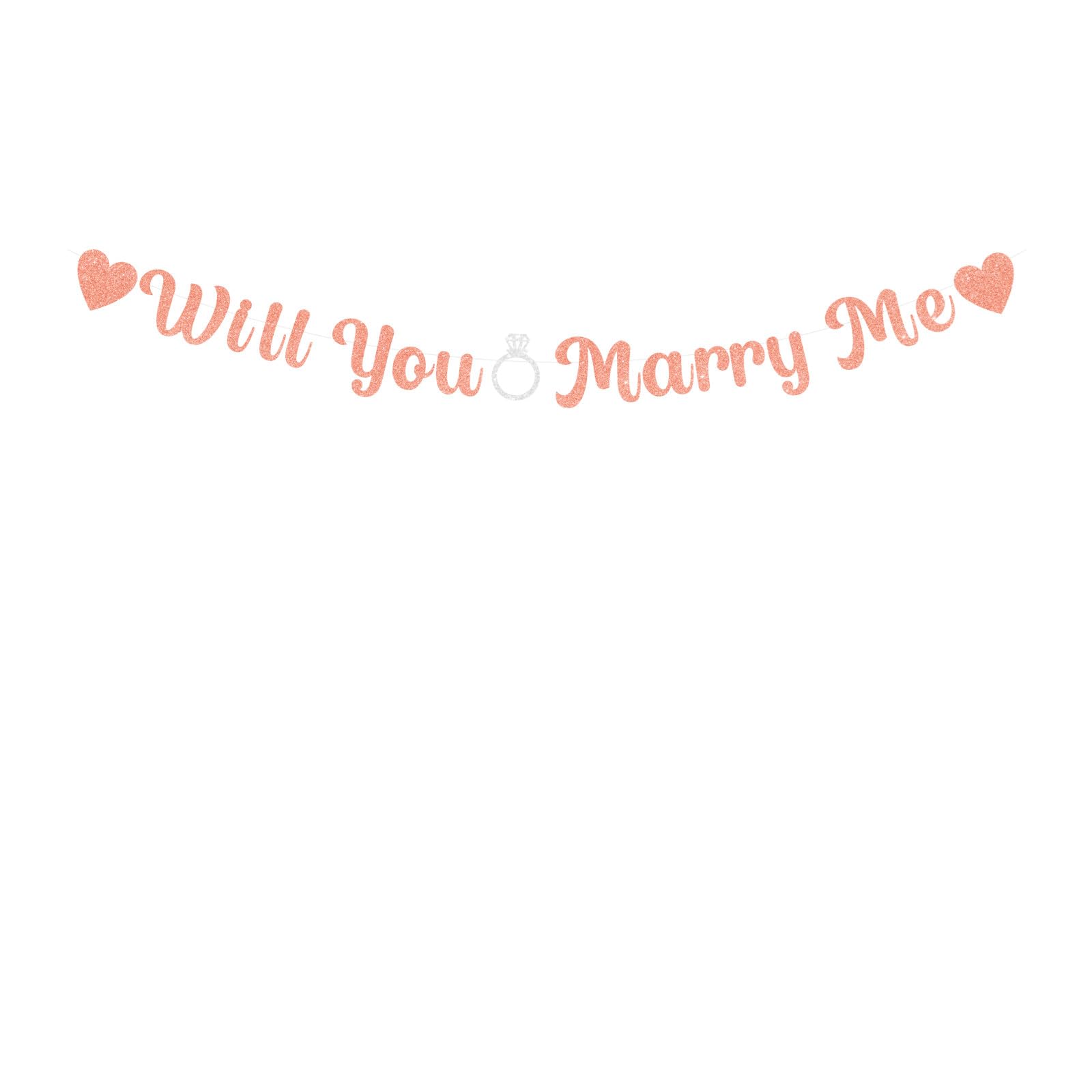 bng-bng Will You Marry Me Banner Valentines Bunting Wedding Party Bunting Garland For Marriage Proposal Valentine's Day Party Decorations Photo Props Rose Gold