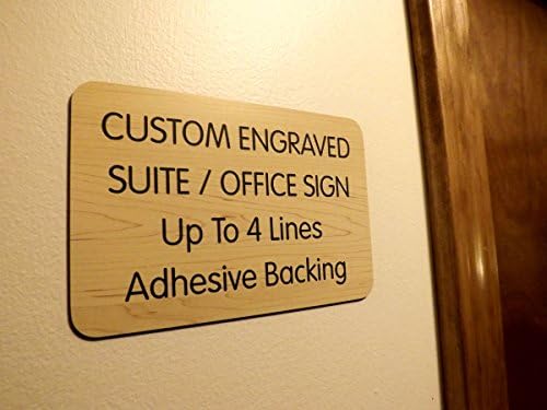 Custom Engraved 4x6 Birch Woodgrain Brown Lettering Door Suite Wall Sign | Name Plate | Personalized Wall Plaque | Business Doctor Law Firm Home Office Cafe Shop | Up to 4 Text Lines | Adhesive Backed