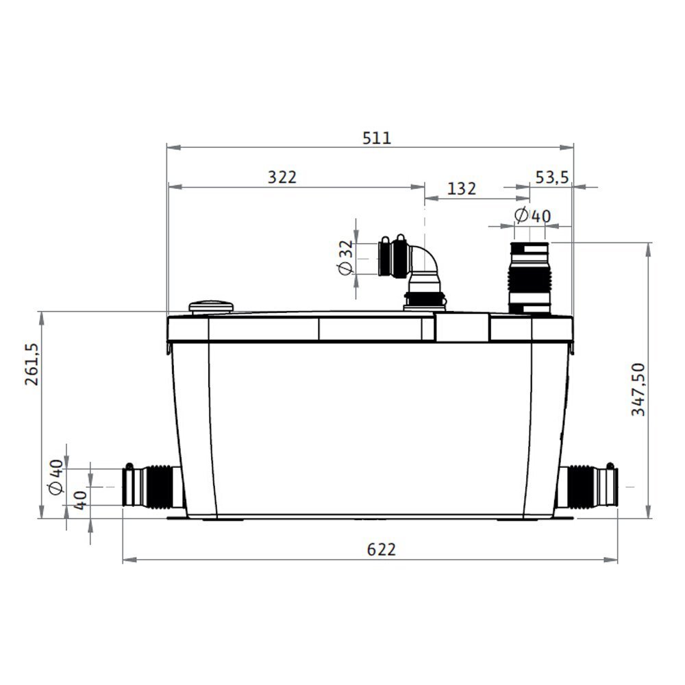 3 Anschlusse Wilo-HiDrainlift 3-35 Spulmaschine und Waschbecken 7 bar ...