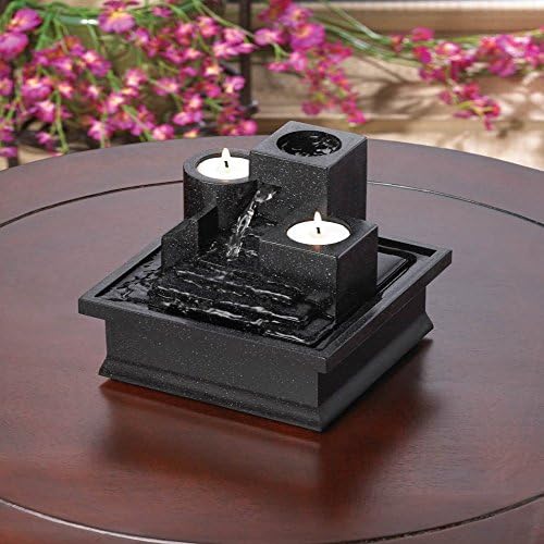 Handsome Design and Soft Candlelight Mingle Temple Steps Tabletop Garden Cascading Water Pump Fountain