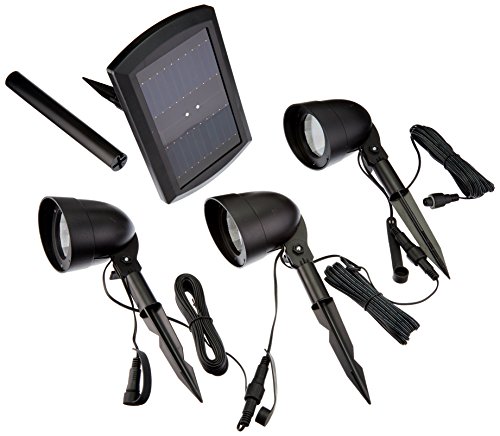 EATON Lighting 3-Light 12X Brighter Black Solar LED Landscape Flood Light Kit