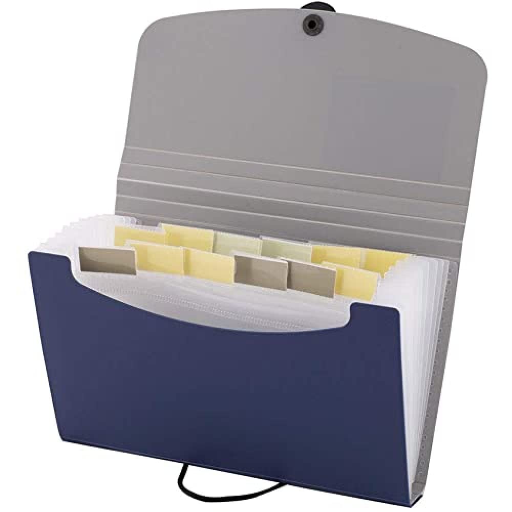 D.RECT 5888 Expandable Expanding Document Folders 12 Compartments A6 for Receipts/Files/Invoices Blue