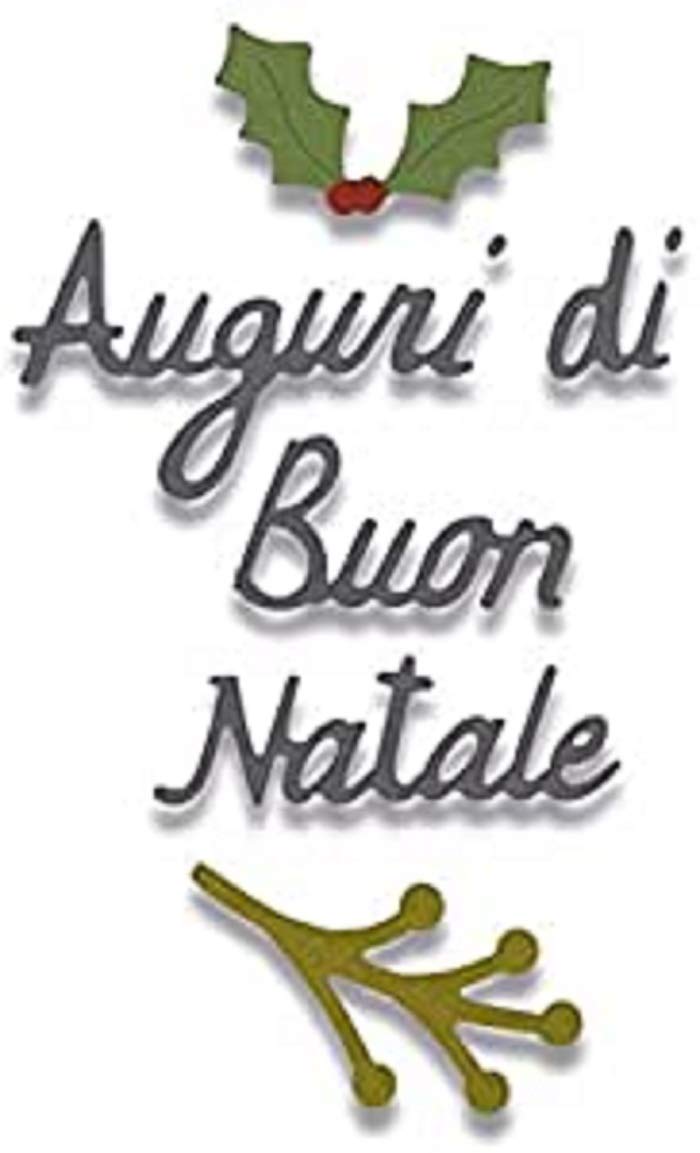 Sizzix Thinlits Die Set 662156, Auguri di Buon Natale Italian Phrase (Best Christmas Wishes), 6 Pack