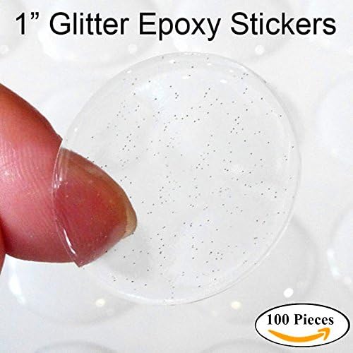 Joyingle Clear Glitter Epoxy Sticker Epoxy Adhesive Seal Stickers for Bottle Cap Pendants, 1-inch, 100 Piece, Clear